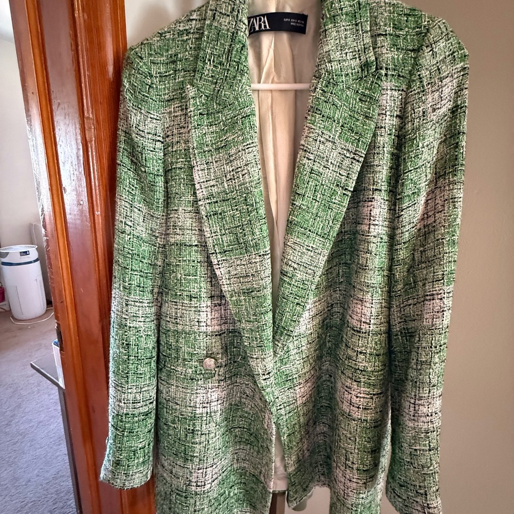 Zara Women's Green Textured Blazer